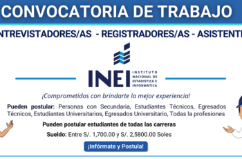 Oportunidad de unirse al equipo del INEI y participar en el avance estadístico del Perú