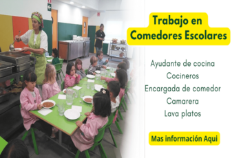 Anuncio de trabajo en comedores escolares.