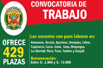 POLICÍA NACIONAL (PNP): Solicita nuevo personal en diversas áreas laborales