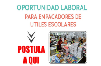 OFERTA DE TRABAJO: Se solicita Mercaderista y Empacador/a de Útiles escolares