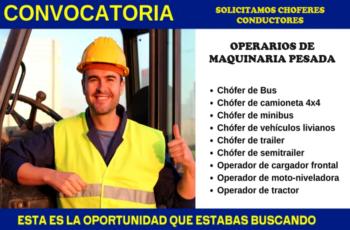 Vacantes Disponibles: Operador Maquinaria Pesada