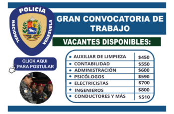 POLICÍA NACIONAL BOLIVARIANA: Más de 500 oportunidades laborales